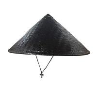 Zhou-long Sombrero samurai japonés hecho a mano para cosplay, gorra de bambú negro, Negro, Dia.16.5 inches Deep 7 inches