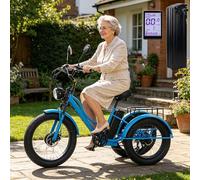 ZhouBSM Bicicleta Eléctrica De 3 Ruedas De 24 Pulgadas para Adultos Y Personas Mayores, Triciclo De Nieve con Asiento/Sin Asiento, Pantalla LCD + Faro + Cuadro De Acero Al Carbono Green-A
