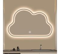 Zhoudong 100cm Espejo Irregular de Pared con Interruptor Táctil, 70/80cm Moderna Sin Marco Espejo Maquillaje Regulable, LED 3 Colores Retroiluminado, Antivaho(Frontlit,70cm/28inch)