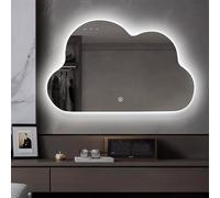 Zhoudong 100cm Espejo Irregular de Pared con Interruptor Táctil, 70/80cm Moderna Sin Marco Espejo Maquillaje Regulable, LED 3 Colores Retroiluminado, Antivaho(Backlit,70cm/28inch)