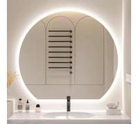 Zhoudong 100cm Espejo Media Luna de Baño con Luz LED Interruptor Táctil, 80cm Retroiluminado sin Marco, Grande HD Espejo Maquillaje 3 Color Regulable, Antiniebla(Under Cut,40inch/100cm)