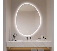 Zhoudong 120/130cm Espejo Antivaho de Vanidad Grande sin Marco, Asimétrico Espejo de Pared Retroiluminado Regulable con 3 Colores de Luz, Interruptor Táctil(40x60cm(16x24in))