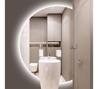 Zhoudong 120/130cm Espejo de Baño con Iluminación LED, sin Marco Espejo de Vanidad Retroiluminado 3 Color Regulable, Media Luna, Antivaho Inteligente(Cut Right,120x80cm)