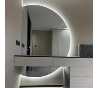 Zhoudong 120 * 80cm Sin Marco Espejo de Vanidad, Media Luna Espejo de Baño con iluminación Regulable, Grande Antivaho Espejo Inteligente de Pared, Prueba de Explosiones(Right,43" Lx28 W)