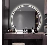 Zhoudong 70/80/90cm Media Luna Inteligente Espejo de Vanidad con Antivaho, LED Regulable Espejo de Pared Decorativo para Baño, 3 Temperaturas de Color, 90×100cm(Frontlit,80cm/32inch)