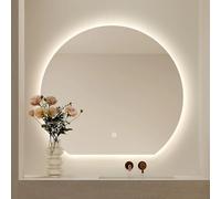 Zhoudong 70/80/90cm Media Luna Inteligente Espejo de Vanidad con Antivaho, LED Regulable Espejo de Pared Decorativo para Baño, 3 Temperaturas de Color, 90×100cm(Backlit,80cm/32inch)