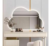 Zhoudong 70cm Espejo de Pared Sin Marco LED Retroiluminado, Irregular Forma de Nube Espejo de Baño Antivaho con Botón Táctil, 3 Colores Iluminación, 80/90/100cm(Backlit,32inch/80cm)
