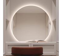 Zhoudong 80cm Grande Espejo de Baño Semicircular Retroiluminado, 90/100cm LED Espejo de Ducha Antivaho con 3 Colores de Luz, a Prueba de Explosiones(Under Cut,70cm/28in)