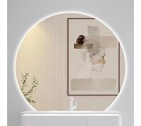 Zhoudong Espejo de Baño Media Luna con Iluminación LED, Regulable Antivaho Espejo de Vanidad sin Marco, Retroiluminado para Dormitorio Maquillaje(Backlit,80x90cm)