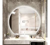 Zhoudong Espejo de Baño Pared Semicircular Irregular con Botón Táctil, Decorativo Espejo de Maquillaje Antivaho sin Marco, 3 Colores de Luz Regulable(Under Cut,90x80cm)