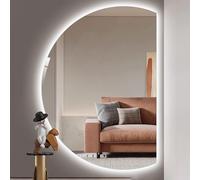 Zhoudong Espejo de Baño Retroiluminado sin Marco, Espejo Maquillaje Decorativo Media Luna, 3 Color Regulable Antivaho, Interruptor Táctil Inteligente(Rightcut,120 * 80cm)