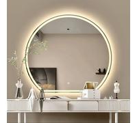 Zhoudong Espejo de Tocador Inteligente Sin Marco 80×90cm, Espejo Semicircular de Pared de Baño Grande Moderna 70×80cm, 3 Color Regulable Antivaho(Frontlit,28"x32")