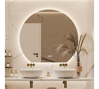 Zhoudong Espejo de Tocador Media Luna LED sin Marco con Control Táctil Inteligente, 80/90cm Antivaho Espejo de Baño Pared 3 Color Regulable, 90×100cm(Under Cut,40"x36")