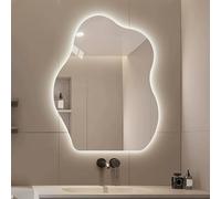 Zhoudong Espejo Decorativo en Forma de Nube Sin Marco, Espejo LED de Pared de Baño Antivaho con Iluminación Regulable, 3 Colores Retroiluminado(28 * 36inch/70 * 90cm)