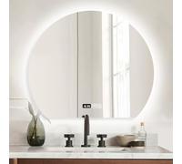 Zhoudong Espejo Decorativo Media Luna con 3 Colores de Luz Regulable, LED Espejo Maquillaje Antivaho de Baño Retroiluminado, Inteligente Interruptor Táctil(Backlit,36in/90cm)