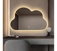 Zhoudong Espejo Iluminado Irregular LED Grande, Espejo de Baño de Pared con Luz 3 Color Regulable, Antivaho Botón Táctil, para Decoración del Hogar(Backlit,24inch)