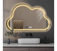Zhoudong Espejo Iluminado Irregular LED Grande, Espejo de Baño de Pared con Luz 3 Color Regulable, Antivaho Botón Táctil, para Decoración del Hogar(Frontlit,24inch)