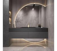 Zhoudong Espejo Inteligente Decorativos con Luz LED, Antivaho, 90 * 130cm Semicircular Espejo de Baño de Pared, Moderno Espejo Retroiluminado Regulable(Left,100cm/39in)