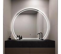 Zhoudong Espejo Inteligente Semicircular 80cm con Iluminación Control Tactil, Espejo de Pared de Baño Grande sin Marco 90cm con Luces Tricolores, Antivaho(Frontlit,90x100cm)