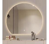 Zhoudong Espejo Inteligente Semicircular 80cm con Iluminación Control Tactil, Espejo de Pared de Baño Grande sin Marco 90cm con Luces Tricolores, Antivaho(Backlit,90x100cm)