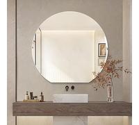 Zhoudong Espejo LED Iluminado de Baño con Interruptor Táctil, 90×100cm Espejo de Tocador HD Decorativo Media Luna, 3 Color Regulable Antivaho, 80×90cm(Backlit,90x80cm)