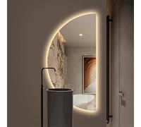 Zhoudong Espejo Maquillaje sin Marco con Antivaho, Semicircular Espejo de Pared Retroiluminado LED Regulable, Interruptor Táctil, para Baño Entrada(Left,40 * 80cm)