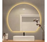 Zhoudong Espejo Media Luna con Luz LED Regulable para Baño 70cm, Moderna Antiniebla Espejo Maquillaje de Pared 80/90cm, Inteligente 3 Colores Iluminación(Backlit,40inch)