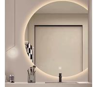 Zhoudong Inteligente Antivaho Espejo de Pared con Interruptor Táctil, 80/90cm Semicircular Moderna Espejo de Baño de Tocador, 3 Color Regulable, Impermeable(Right Cut,36inch)