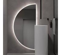 Zhoudong Inteligente Media Luna Espejo de Baño, Antivaho sin Marco Espejo Maquillaje con Retroiluminado, 3 Color Regulable, para Entrada Recibidor Baño(Left Semicircle,40x80cm)