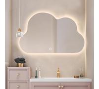 Zhoudong Irregular 100cm Espejo de Baño sin Marco con Antivaho, 70/80cm LED Espejo de Tocador 3 Colores Regulable Iluminación, Botón Táctil Inteligente(Backlit,24"x16")