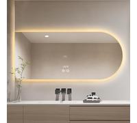 Zhoudong LED Espejo de Vanidad 3 Color Regulable 100/120cm Espejo de Baño de Pared Arqueado con Interruptor Táctil, Antivaho Prueba de Explosiones(Cut Left,24"x40")