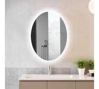 Zhoudong LED Iluminado Espejo de Pared para Maquillaje, 60x80cm Espejo Inteligente de Baño Ovalado, Sin Marco, 3 Color Regulable, Antivaho, Impermeable(Backlight,28"x36")