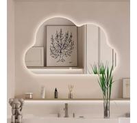 Zhoudong Moderno Asimétrico Espejo Decorativo Retroiluminado, Grande Inteligente Espejo Maquillaje Antivaho, 3 Color Regulable, para Baño Dormitorio(32inch/80cm)