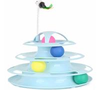 ZHOUHON Track Tower Gato Juguete Divertido Juego Interactivo Gato Juguete Mascota Gato Juguete/Torre de Cuatro Pisos Gato Juguete。 (Azul)