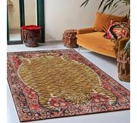 Zhoulinora Underra Living Rug Alfombra para Sala de Estar, Lavable a Máquina Alfombra Dormitorio, para Pasill Sala Juegos Comedor Oficina Estampado de Leopardo Étnico Animal Rojo 100 x 160 cm