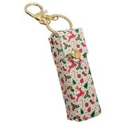 ZHOUSUFEN Llavero de lápiz labial de cuero con colgante para mujer, estuche de brillo de labios, mochila de viaje de Navidad