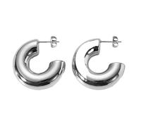 ZHOUSUFEN - Pendientes de aro en forma de C para mujer, joyería redonda de oro y plata para mujer, See dimensional drawing, Metal