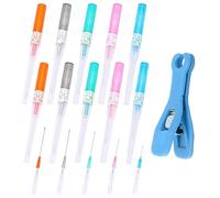 ZhouWei 11 Piezas Mixto Catéter Piercing Agujas, Aguja Piercing Mixto 14G 16G 18G 20G 22G Inoxidable Desechables Kits de Perforación con Acortar, para el Ombligo Labio Ceja Nariz, Multicolor