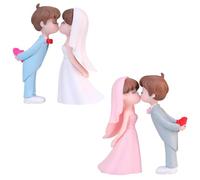 ZhouWei 2 Pares Decoracion Boda, El Plastico Novios para Tarta, Muñecos Tarta, Wedding Cake Decoration, Decoración de Boda, Pareja de Novios Beso, para Decoración, Aniversario, Colección