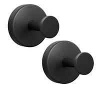 ZhouWei 2 Piezas Ganchos Ventosa, Percha de Pared Sin Taladrar Máx 3 kg Acero Inoxidable Suction Cup Hooks Reutilizables Toallero con Ventosa, para Cocina Baño Pared Azulejos Vidrio (Negro)