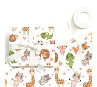ZhouWei 5 Piezas Papel de Regalo Infantil, 70 × 50 cm Papel Regalo Cumpleaños con 22 m Cintas Decorativas Raso Reciclable Gift Wrapping Paper, para Bodas Cumpleaños Fiestas Festivales (Blanco)