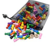 ZhouWei 80 Piezas Fichas Parchis y 6 Dados de Madera, 25 x 12 mm Fichas Personajes de Madera Multicolor con Bolsa de Almacenamiento Figuras de Juego para Juegos de Mesa, para Ajedrez Volante Damas