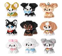 ZhouWei 9 Piezas Juego de Bloques de Construcción Perro, Mini Perro Bloques Construcción Conjunto, Micro Mini Building Block Sets, para Niños, Adultos, Regalo Cumpleaños Juguetes Decoración del Hogar