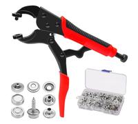 ZhouWei Corchetes de Presión Herramientas Establece con 1 Alicates Ajustables 3 Matrices y 40 Juegos Botones 15 mm, Corchetes de Presion Metalicos Kit Broches a Presión, para Piel Tela Vaquera