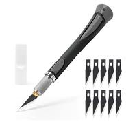 ZhouWei Cuter Manualidades Precision, Cuchillos de Arte de Precisión con 10 Cuchillas de Recambio, Cutter Manualidades, Juego Cuchillos Artesanales Tallar, para Grabado y Fabricación Obras Arte (Gris)