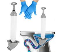 ZhouWei Desatascador WC Inodoro con Guantes Nitrilo, Profesional Desatascador Fregadero Tuberias Presion Toilet Plunger Desatascadorde Tuberíascon Aire Comprimido Bomba Comprimido Desatascos, Blanco