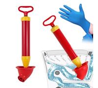 ZhouWei Desatascador WC Inodoro con Guantes Nitrilo, Profesional Desatascador Fregadero Tuberias Presion Toilet Plunger Desatascadorde Tuberíascon Aire Comprimido Bomba Comprimido Desatascos