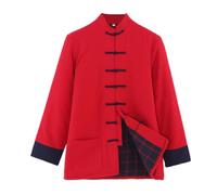 ZHOUXIAO Cotton de algodón de Invierno Tang Suit Men Tai chi Uniforme Manga Larga Ropa Tradicional China, Chaqueta Hanfu Kung fu Ropa Camisa de Artes Marciales red2-XL
