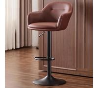 ZHOUXIAO Taburetes de Bar giratorios Ajustables, Taburete de Bar de Cuero PU con Respaldo y Brazos, Silla de taburetes tapizados a la Altura del mostrador con reposapiés para Isla de Cocina A