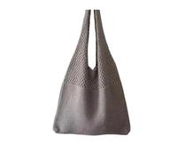 ZHOUXYFDC Bolso de Playa Mujer Bolso de mano de malla de verano, bolso de compras, bolso de playa, tejido de un solo hombro, for mujer, de malla hueca(GRAY)